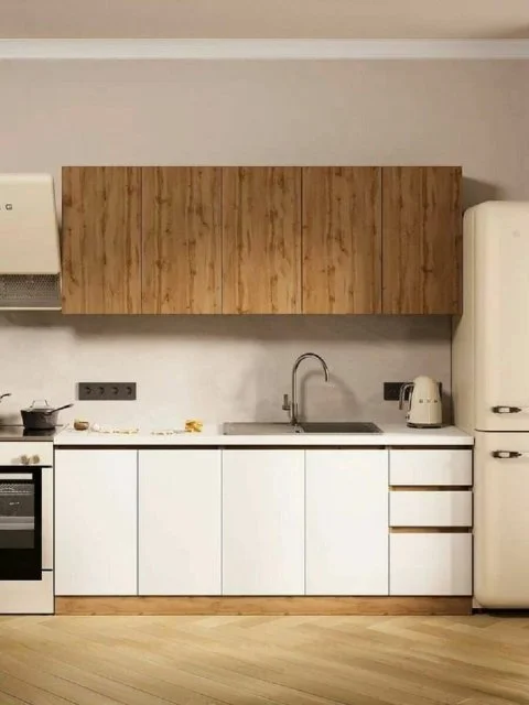 Кухонный гарнитур Венера МДФ 2м дуб вотан/белый софт без столешницы